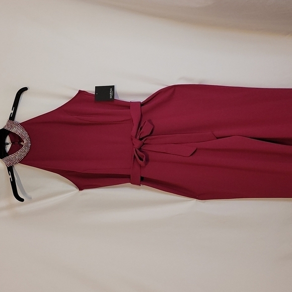 MARINA Halter Jewel Neck  Fuschia Color Jumpsuit - Picture 8 of 16